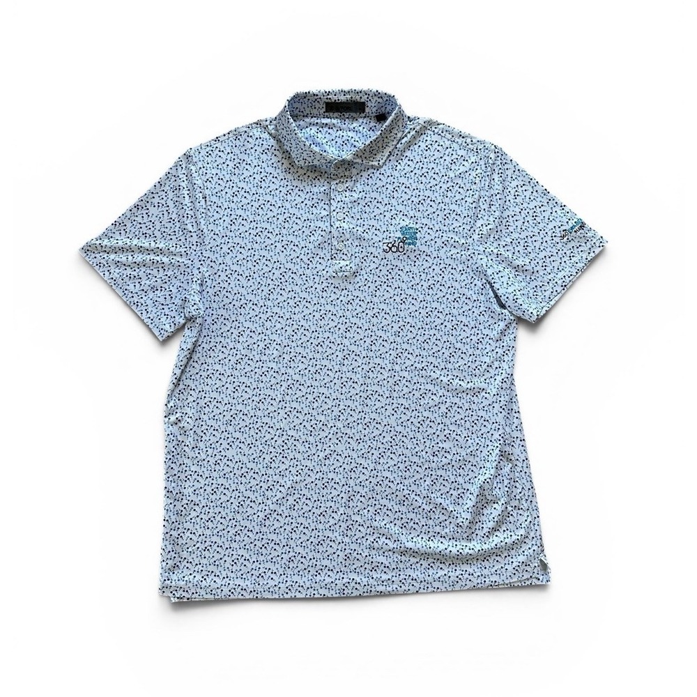 G/FORE Men's Golf Polo Performance Stretch Floral White/Blue Men's Size XL